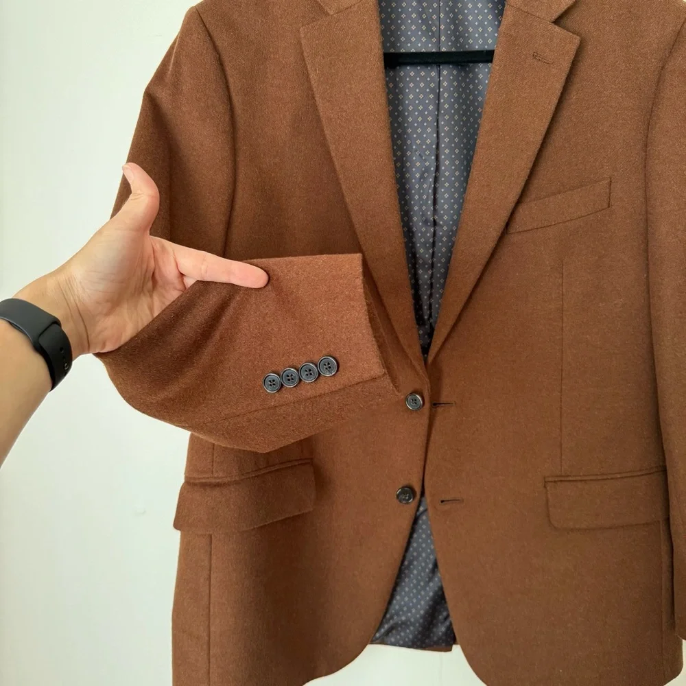 Ralph Lauren Wool Silk Cashmere Blend Blazer Jacket Coat Camel 42R